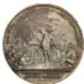 Fotografía del reverso de una medalla de plata de Carlos III, con ficha de descripción (Nacimiento de Fernando VII, 1785, diámetro 63 mm).