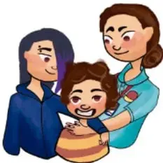 Ilustración de un abrazo afectuoso entre dos personas; representa un gesto de cuidado, no de violencia.