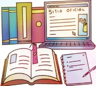 Docente revisando un trabajo con dos estudiantes sentadas en sillas
