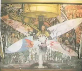 Imagen de un mural artístico sobre la sociedad y la historia del Ecuador, relacionada con la Unidad 6.