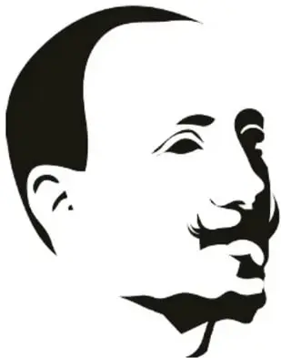 Retrato estilizado en blanco y negro de Filippo Tommaso Marinetti, con bigote y cabello oscuro.