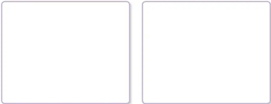Dos recuadros vacíos con borde violeta para dibujar acciones de limpieza del cuerpo.