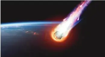 Meteorito ingresando a la atmósfera y calentándose por la fricción.