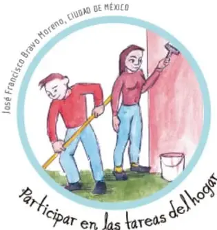 Ilustración de una familia (padres e hijos) juntos, por José Francisco Bravo Moreno, Ciudad de México.