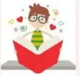 Niño lector con corazón sobre el libro.