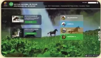 Captura de la plataforma del SNAP con noticias sobre biodiversidad y un cuadro para elegir una región.