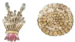 Dos figuras humanas interactuando con objetos.