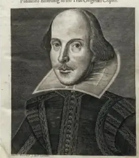 Portada del primer folio: Mr. William Shakespeares Comedies, Histories & Tragedies (Londres, 1623) con grabado del autor.