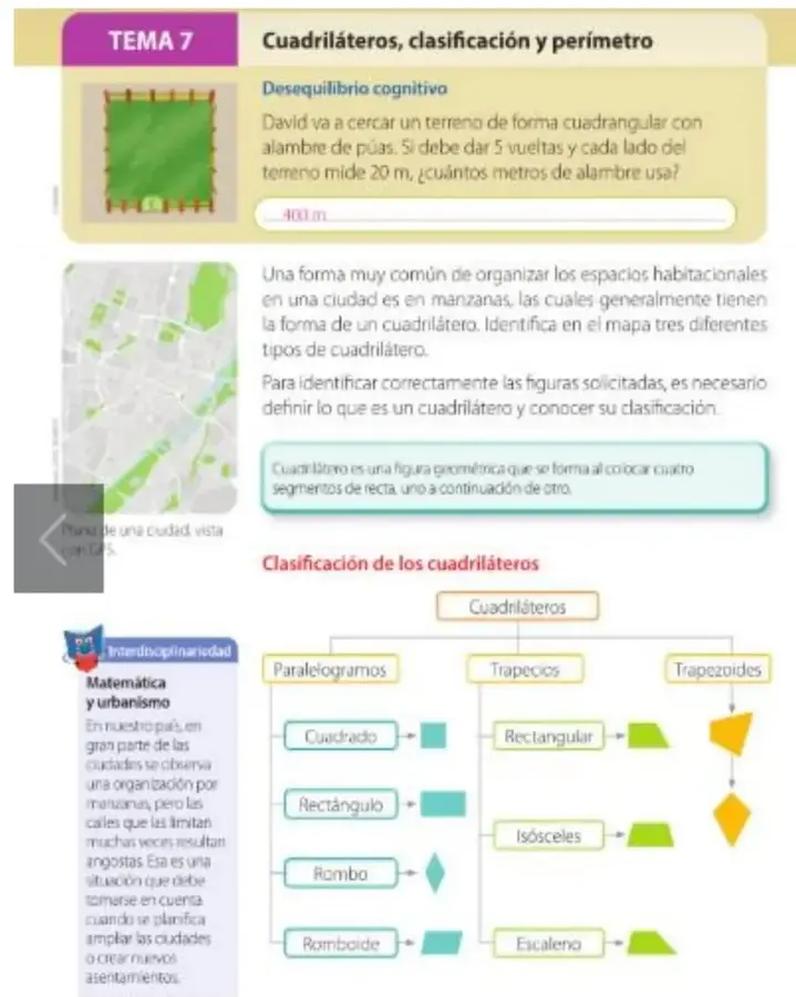 Ilustración de un terreno cuadrangular cercado con alambre y dividido en cinco vueltas.