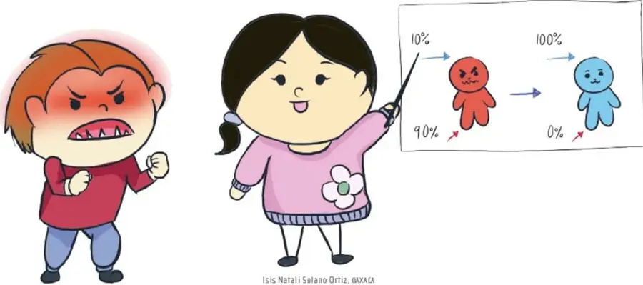 Niño con el rostro enrojecido, dientes apretados y puños cerrados, mostrando enojo intenso.