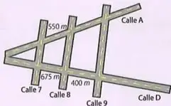 Escalera con el piso paralelo a uno de sus lados y medidas de 250 cm, 175 cm y 75 cm.