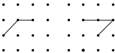 Cuadrícula de puntos para trazar un trapecio.