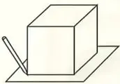 Dibujo de una caja sobre un papel, con un lápiz repasando su contorno como molde.