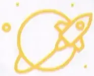 Pequeña ilustración de un planeta con una figura de cohete, relacionada con la exploración y el conocimiento.