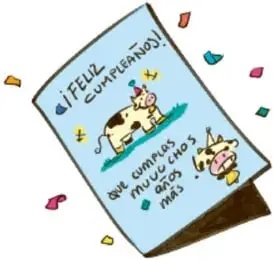 Tarjeta ilustrada con dedicatoria «¡Feliz cumpleaños! Que cumplas muchos añitos más», ilustración de Brenda Flores Ramírez, PUEBLA.