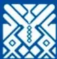 Ícono decorativo con un patrón geométrico tradicional mexicano en tonos azules.