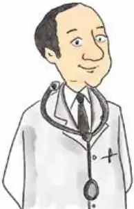 Ilustración de un médico con estetoscopio.
