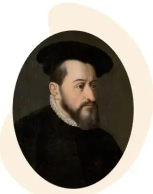 Retrato ovalado de un hombre con barba, sombrero y cuello blanco, identificable como don Antonio de Mendoza, primer virrey de la Nueva España.