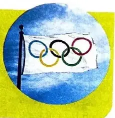 Bandera con los anillos olímpicos, relacionada con las Olimpiadas y la cultura griega.