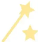 Dos estrellas amarillas y una varita mágica que representan la técnica Dos estrellas y un deseo.