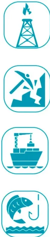 Ícono de torre de extracción petrolera con flama en la parte superior.