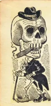 Ilustración de una calavera vestida de editor, obra de José Guadalupe Posada.