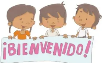 Tres niños asomados sobre un cartel que dice ¡BIENVENIDO!; crédito: Maya Selene García López, CDMX.