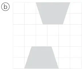Cuadrícula con dos triángulos rectángulos con orientaciones distintas.