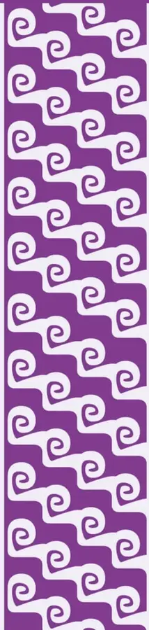 Franja decorativa de patrón geométrico con espirales en tonos morado y blanco, ornamentación del libro.