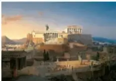 Vista de la Acrópolis de Atenas con el Partenón; pie de foto: 'Partenón de Atenas, diseñado por los arquitectos Ictinos y Calicrates. Acrópolis de Atenas, Grecia.'