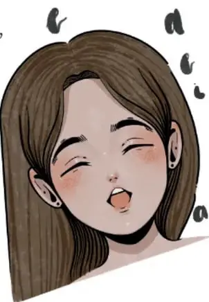 Ilustración de una niña de pelo largo cantando con los ojos cerrados, rodeada de vocales sueltas (a, e, i, o, u) que representan el canto.