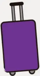 Maleta de viaje morada con ruedas.