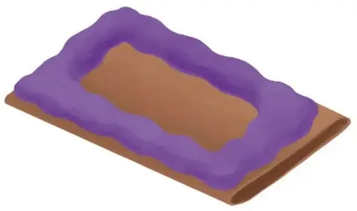 Cartón rectangular con marco de plastilina morada en el borde, ya volteado para ser la base.