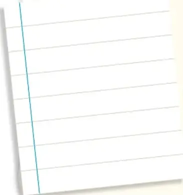Ilustración de una hoja de cuaderno rayada, que indica al estudiante escribir las respuestas.