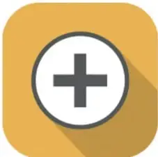 Icono redondeado color amarillo con un signo más (+) blanco en el centro.
