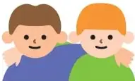 Ilustración de dos niños conversando sobre la comparación de números.