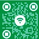 Código QR verde con íconos de audífono y wifi, acompaña el enlace bit.ly/4aVklhM