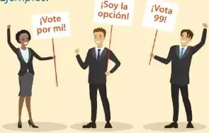 Anuncios publicitarios de verduras y ahorro, junto con personas que sostienen mensajes para persuadir al público. Representan la función apelativa.