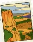 Ilustración de un paisaje con montañas y un cielo despejado.
