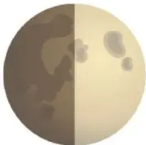Ilustración de la Luna en cuarto creciente: la mitad derecha iluminada y la izquierda oscura.