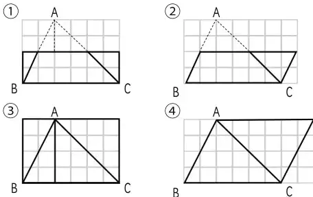 Triángulo FDE con base DE de 6 cm y altura de 4 cm.