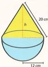 Figura compuesta por un cubo y una pirámide cuadrangular de altura 5 m y arista 6 m.