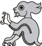 Ilustración de un monito o criatura fantástica de color gris con expresión sorprendida, sosteniendo un objeto pequeño.