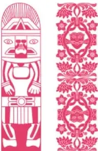 Ilustración de una figura prehispánica y un patrón decorativo, con las etiquetas 'Historia' y 'Formación cívica y ética'.