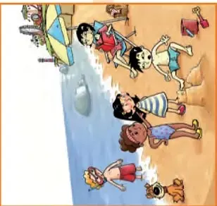 Cuatro escenas de una historia de vacaciones: playa, parque, castillo, despedida