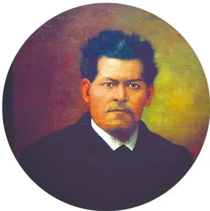Ilustración con el título 'CONSTITUCIÓN DE 1857' y retratos de los integrantes del Congreso Constituyente, entre ellos Ignacio Comonfort, Benito Juárez, Melchor Ocampo, Ignacio Manuel Altamirano y otros.