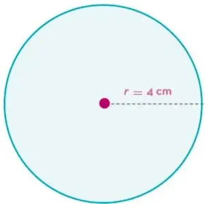 Círculo con radio de 4 cm marcado desde el centro.