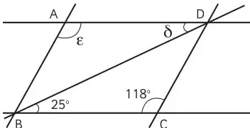 Triángulo HFG con segmento IJ paralelo a FG, ángulos 65°, 54°, α y β.