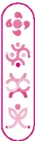 Columna con cuatro iconos de figuras humanas estilizadas en rosa, uno por cada campo formativo.