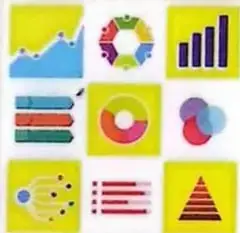 Ilustración con distintos íconos de gráficos y una actividad de síntesis.